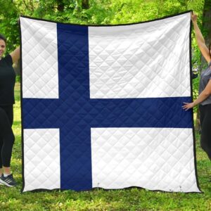 Finland Flag Premium Quilt A6  Quilt